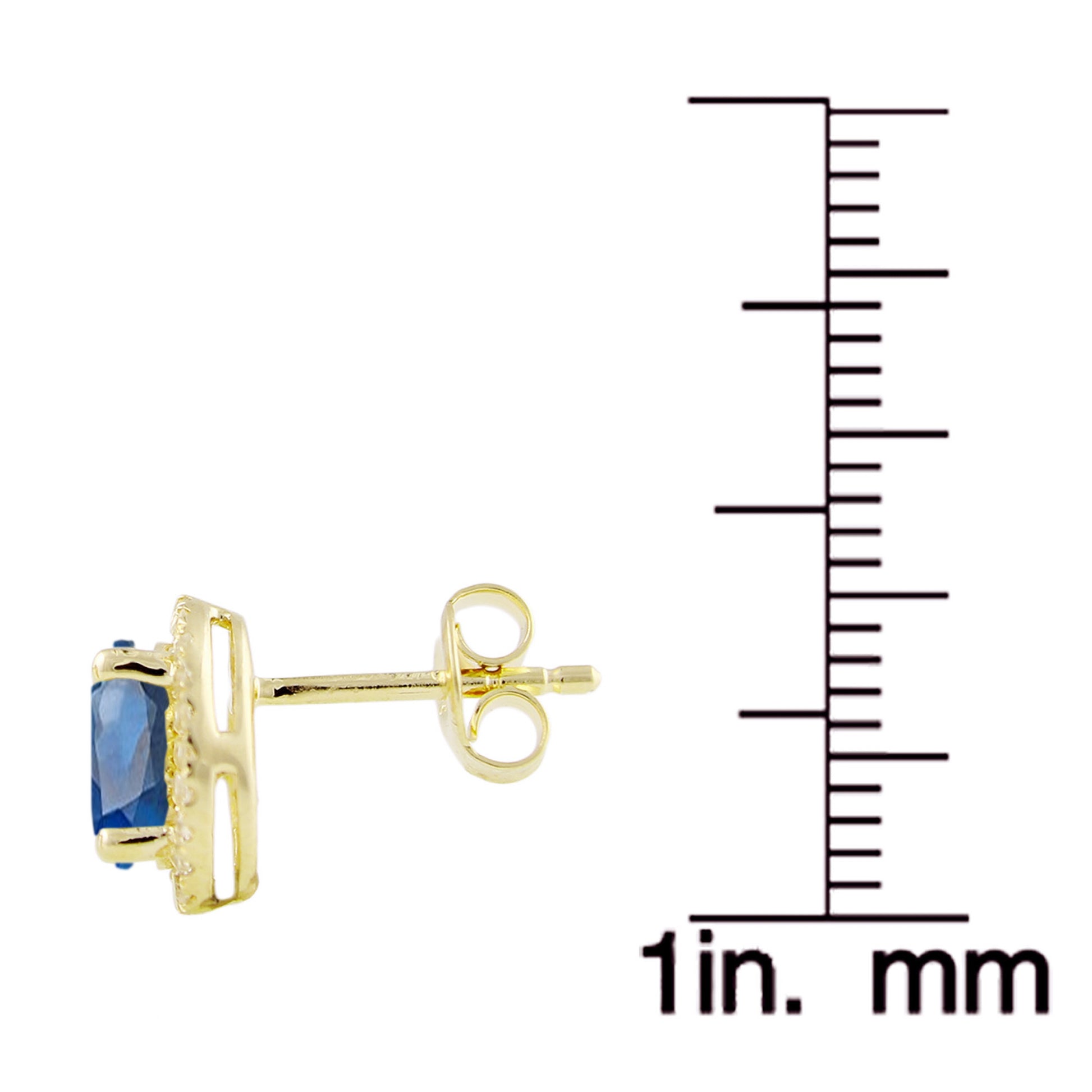 10Kt Gold Blue Sapphire, Diamond Earring - Pinctore