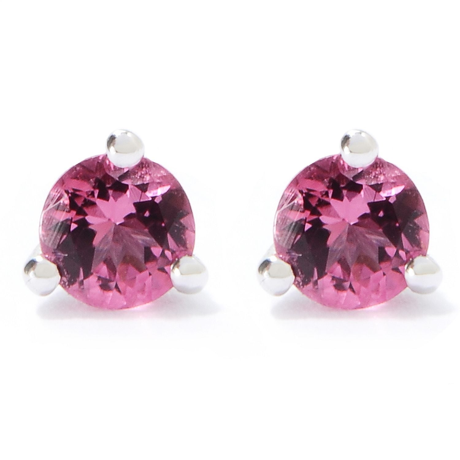 Sterling Silver 0.51Ctw Pink Tourmaline Studs Earring 0.60"L