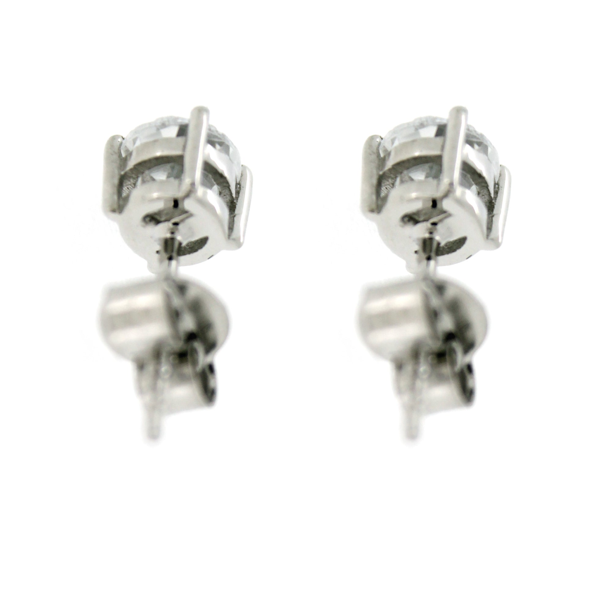 Platinum Over Sterling Silver White Zircon Martini Stud Earring - Pinctore