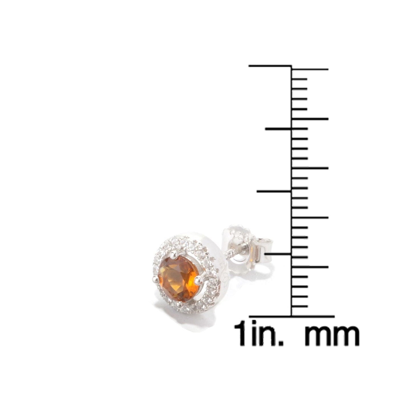 Pinctore Sterling Silver Silver 1.03ctw Madeira Citrine Stud Earrings