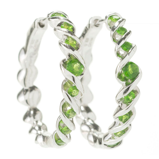 925 Sterling Silver Chrome Diopside Earring - Pinctore