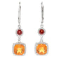 Pinctore SS Two Tone Cushion Cut Leaver Back Earring Citrine/Mozambique Garnet