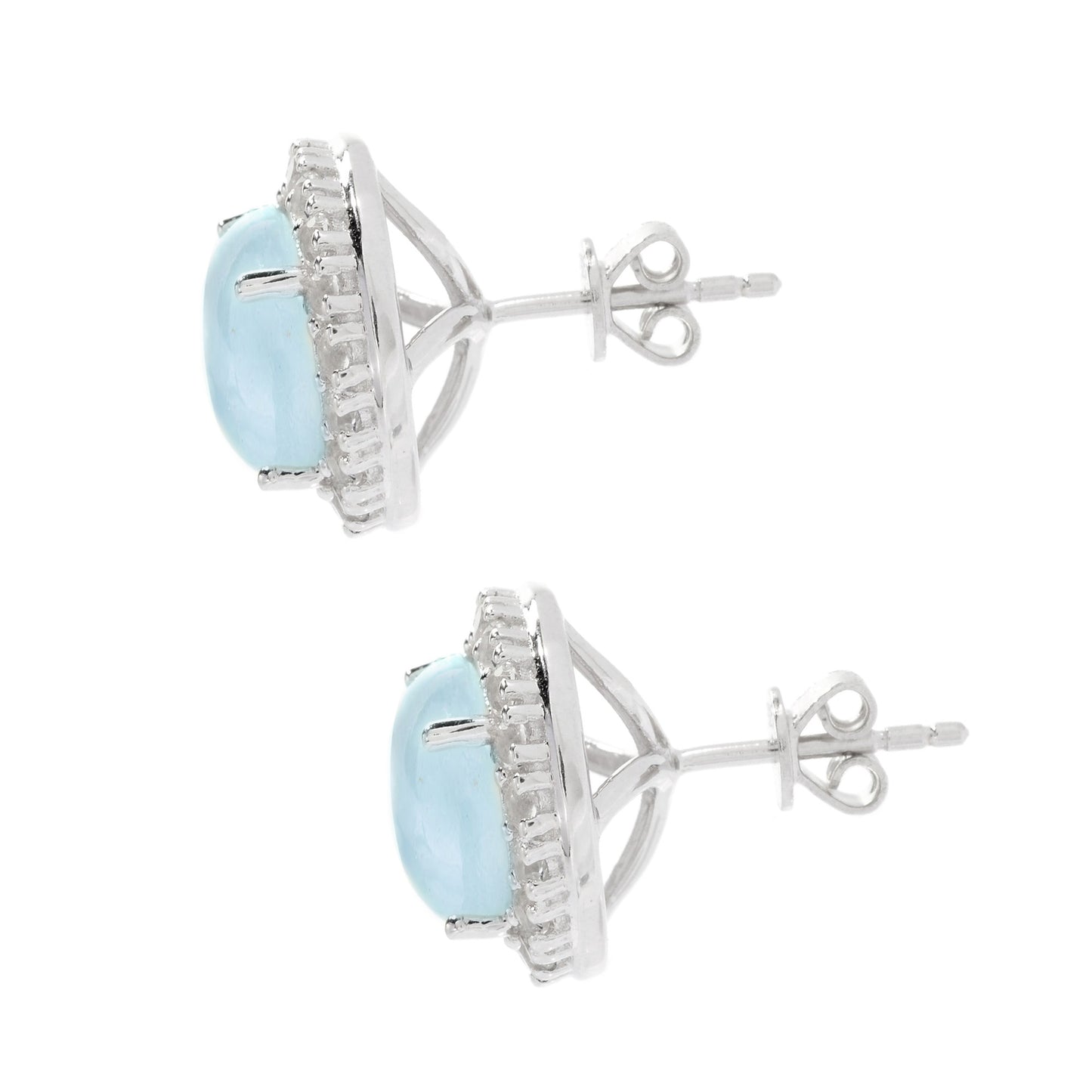 925 Sterling Silver Milky Aquamarine, White Topaz Earring - Pinctore