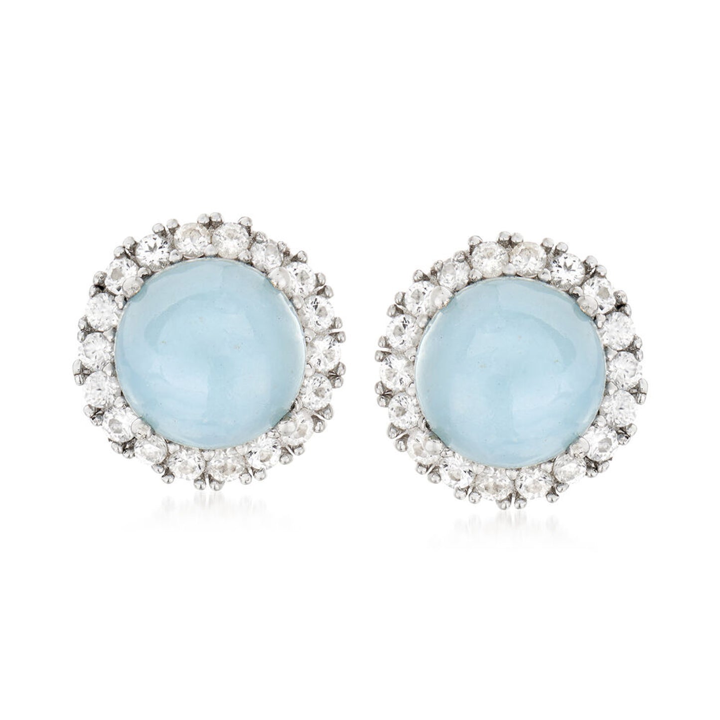 925 Sterling Silver Milky Aquamarine, White Topaz Earring - Pinctore