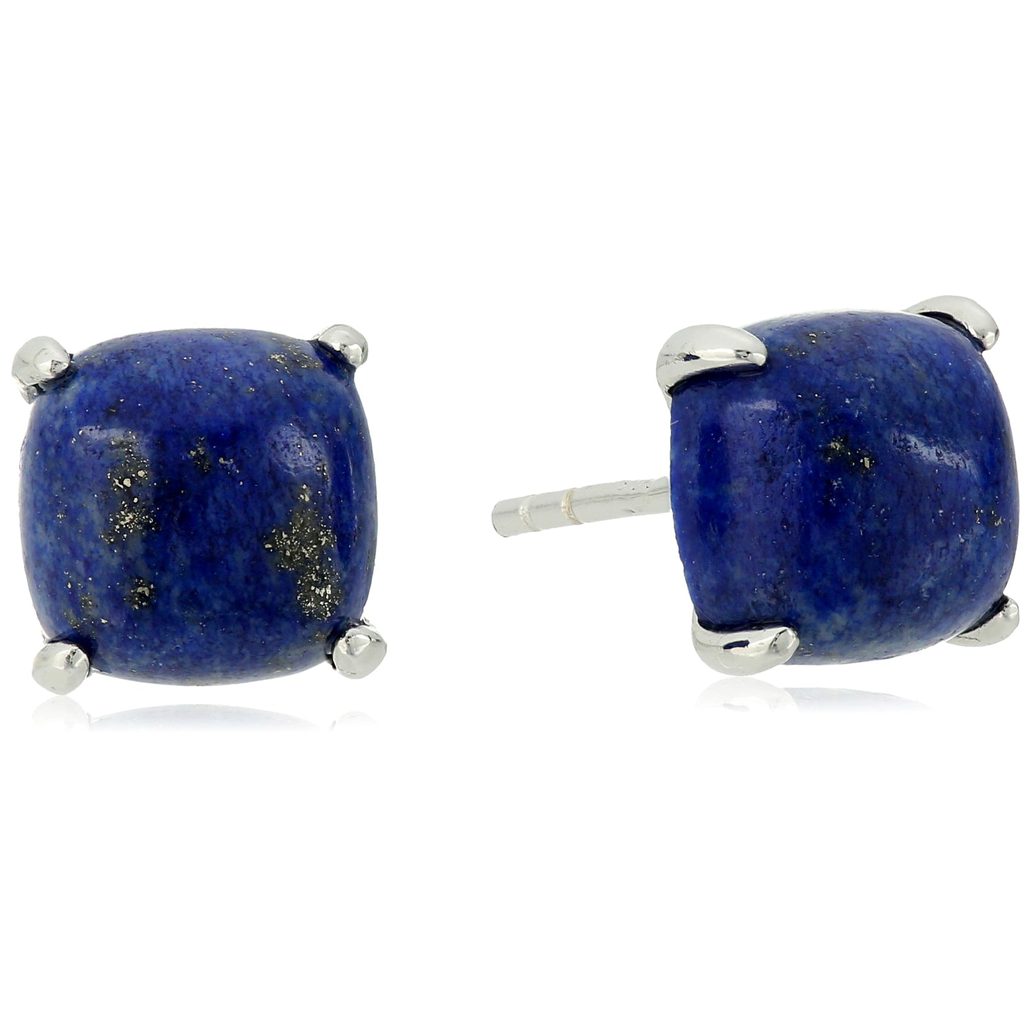 Sterling Silver Lapis Cushion Stud Earring - Pinctore
