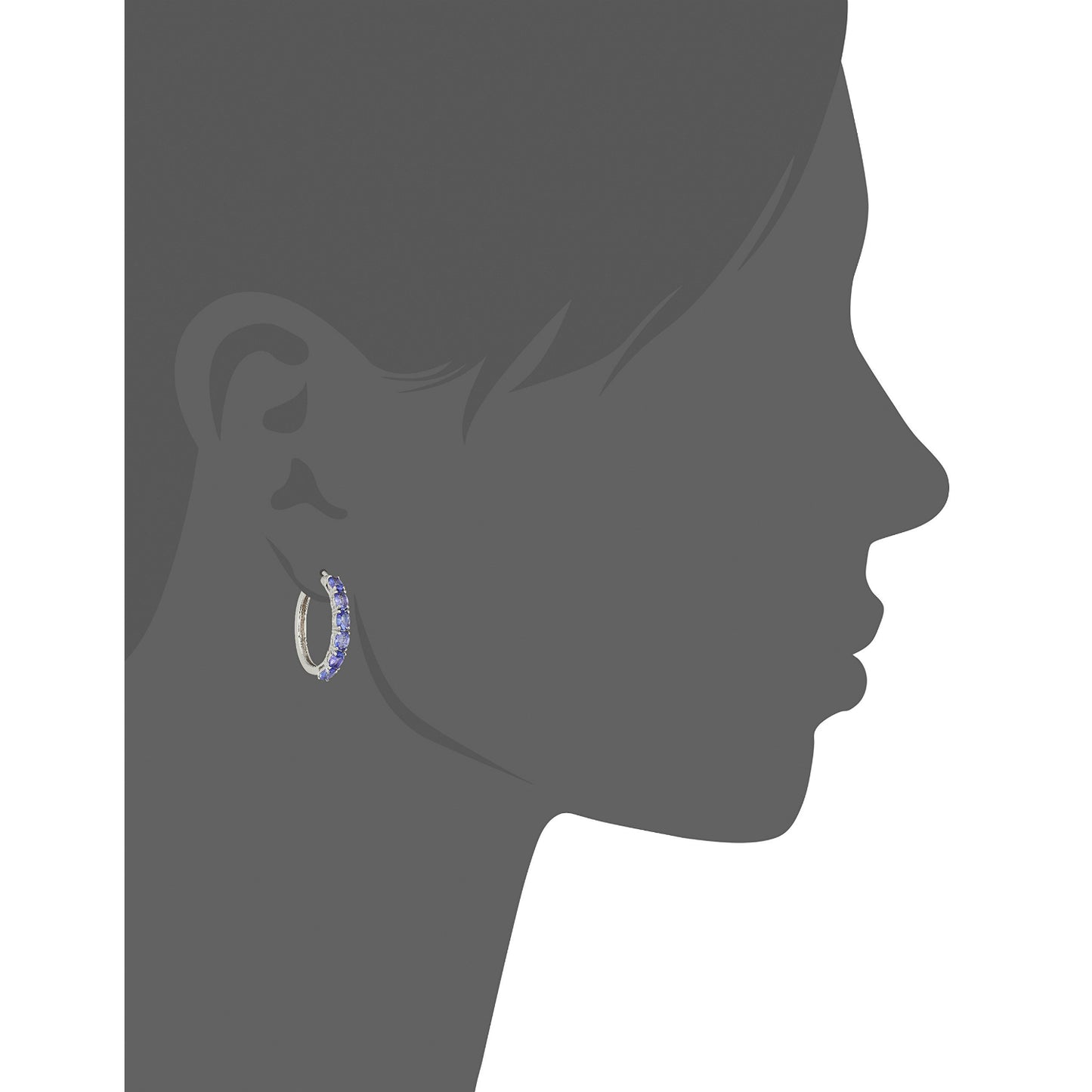 Sterling Silver Tanzanite Oval Hoop Earrings, 3/4" - pinctore