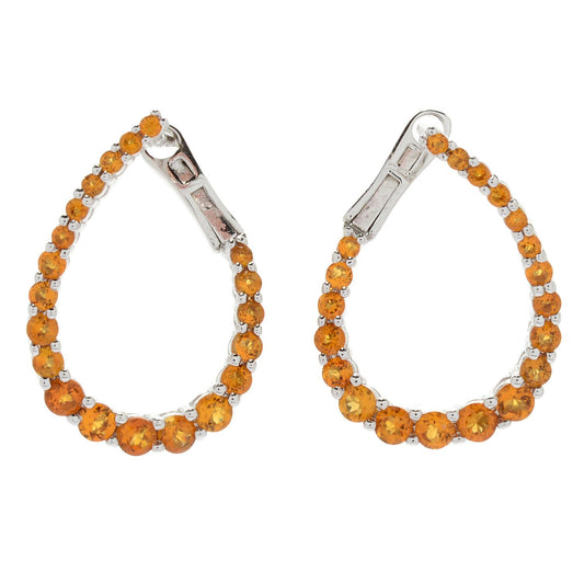 Pinctore Sterling Silver Madeira Citrine Inside-out Hoop Earrings - pinctore