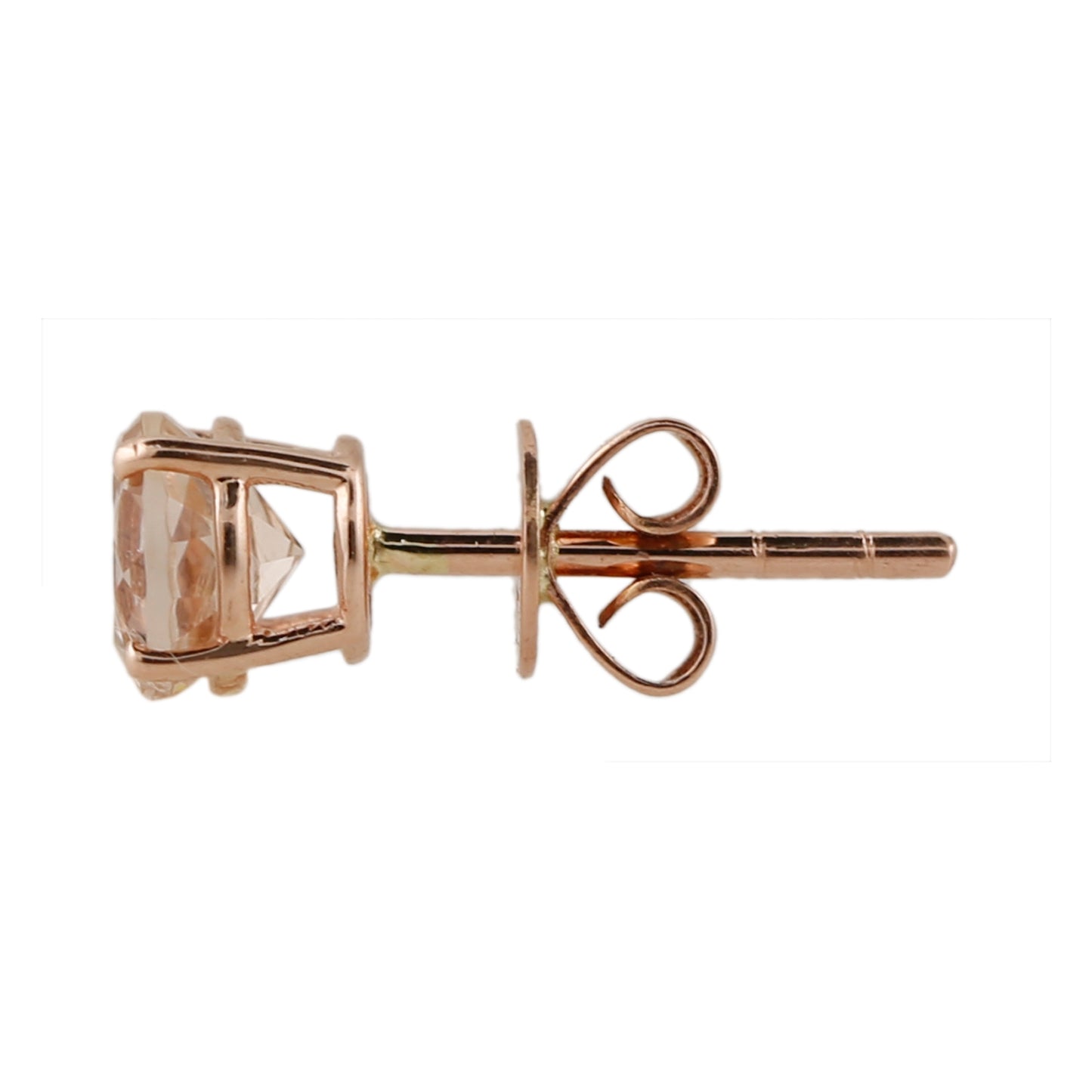 10kt Rose Gold Morganite Round Stud Earring - Pinctore