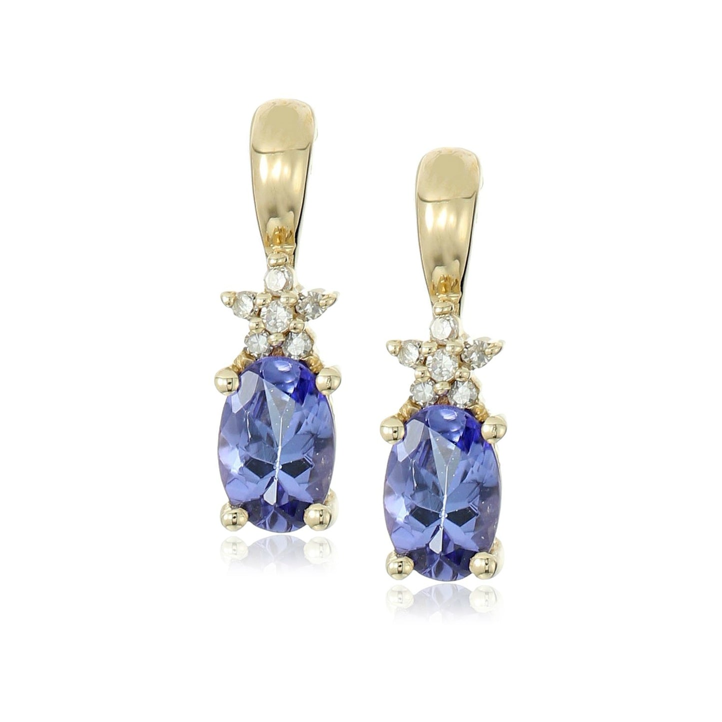 10k Yellow Gold Tanzanite and Diamond Accented Stud Earrings - pinctore