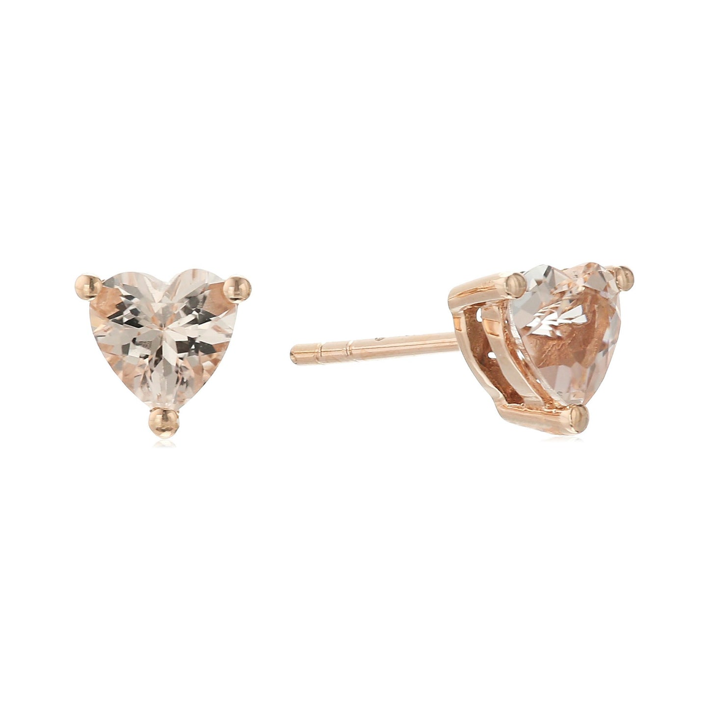 10k Rose Gold Morganite 5mm Heart Stud Earrings - pinctore