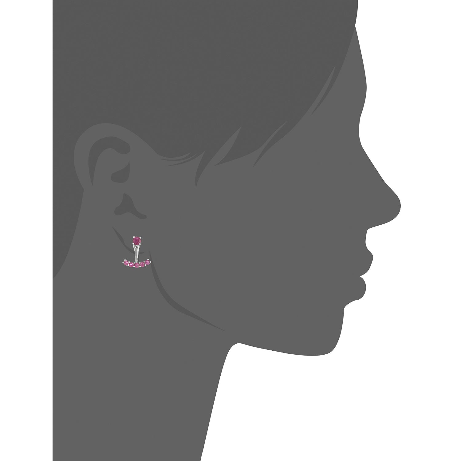 Sterling Silver Genuine Ruby Back Stud Earring Cuff - pinctore