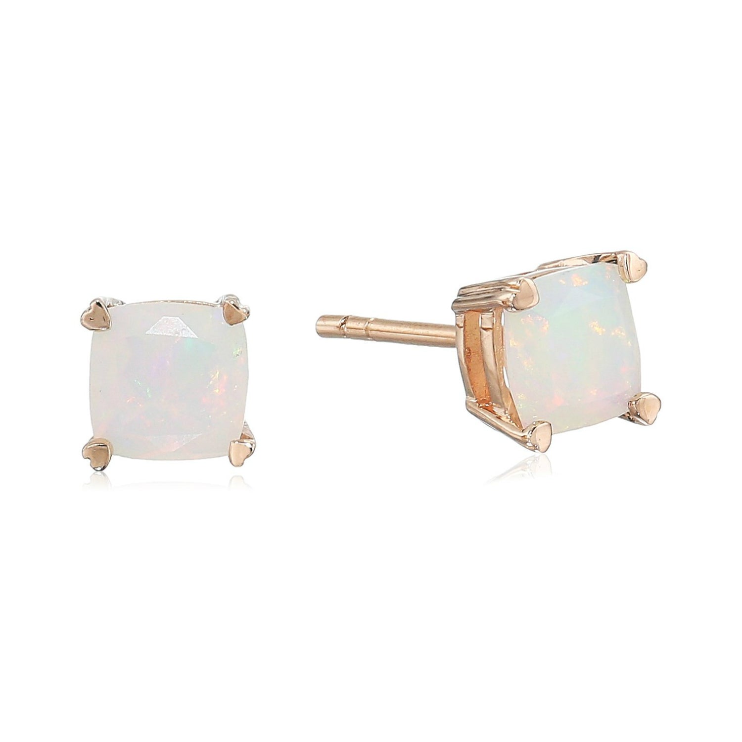 10k Rose Gold Ethiopian Opal Cushion Stud Earrings