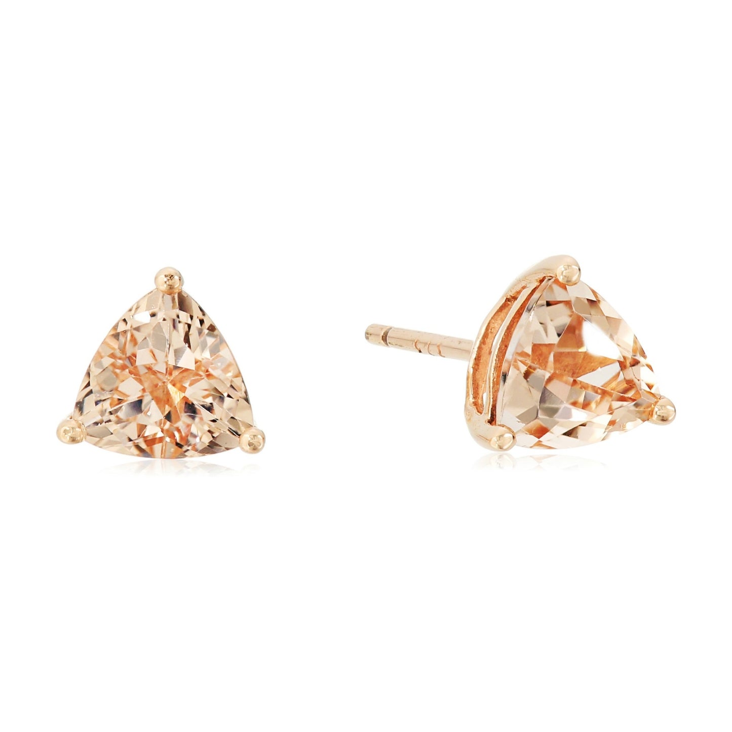 10k Rose Gold Morganite Trillion Stud Earrings - pinctore
