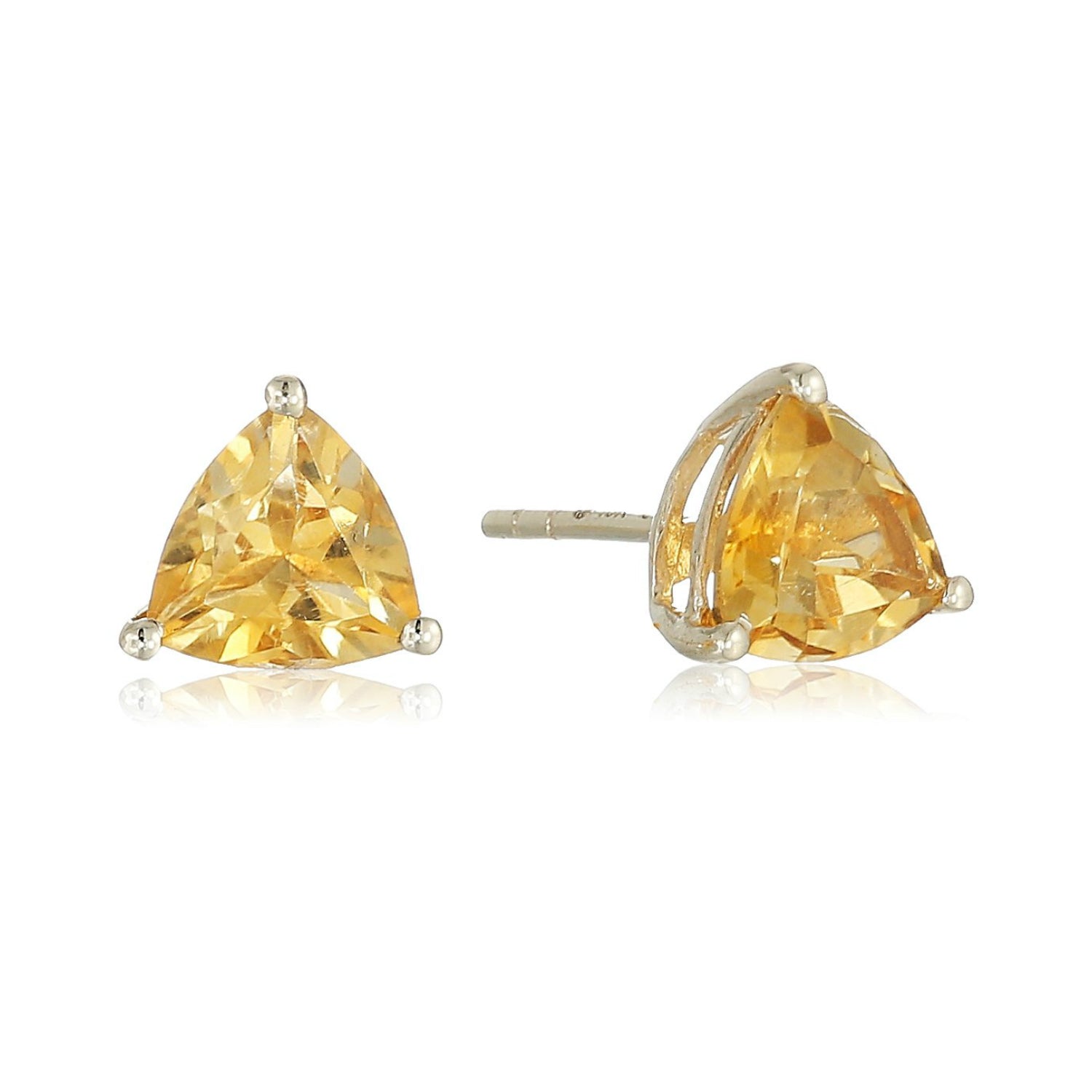 10k Yellow Gold Citrine Trillion Stud Earrings - pinctore