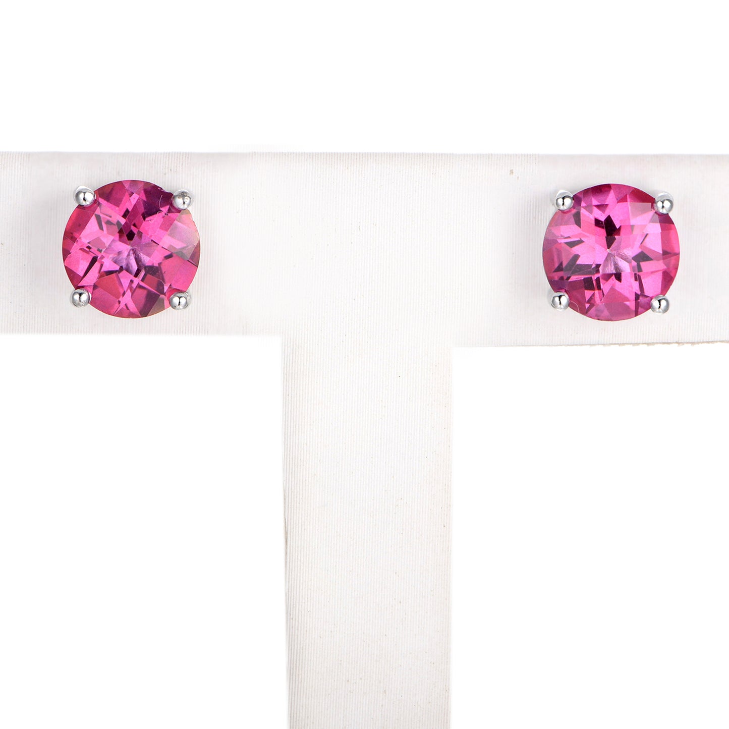 925 Sterling Silver Pink Topaz Studs Earring - Pinctore