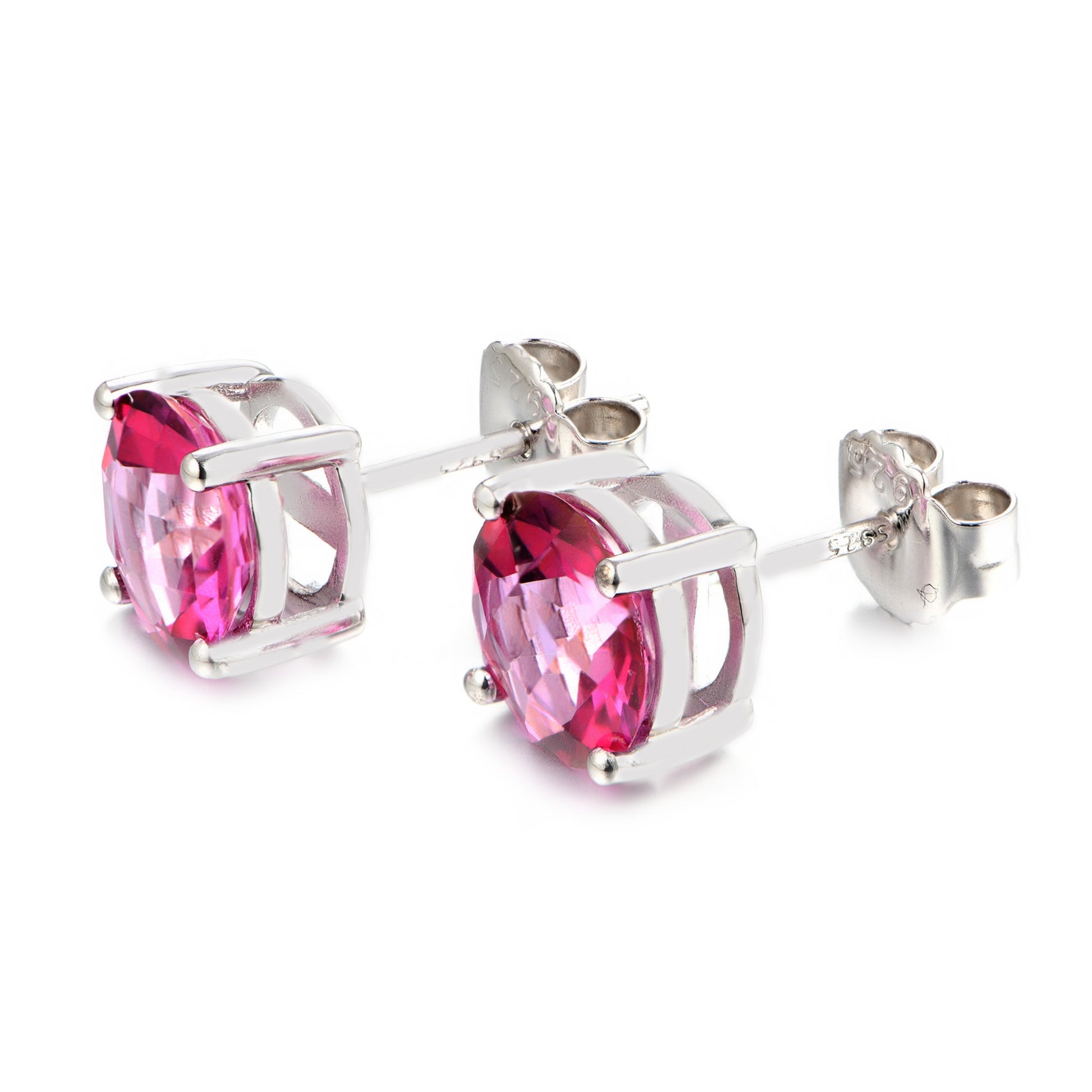 925 Sterling Silver Pink Topaz Studs Earring - Pinctore