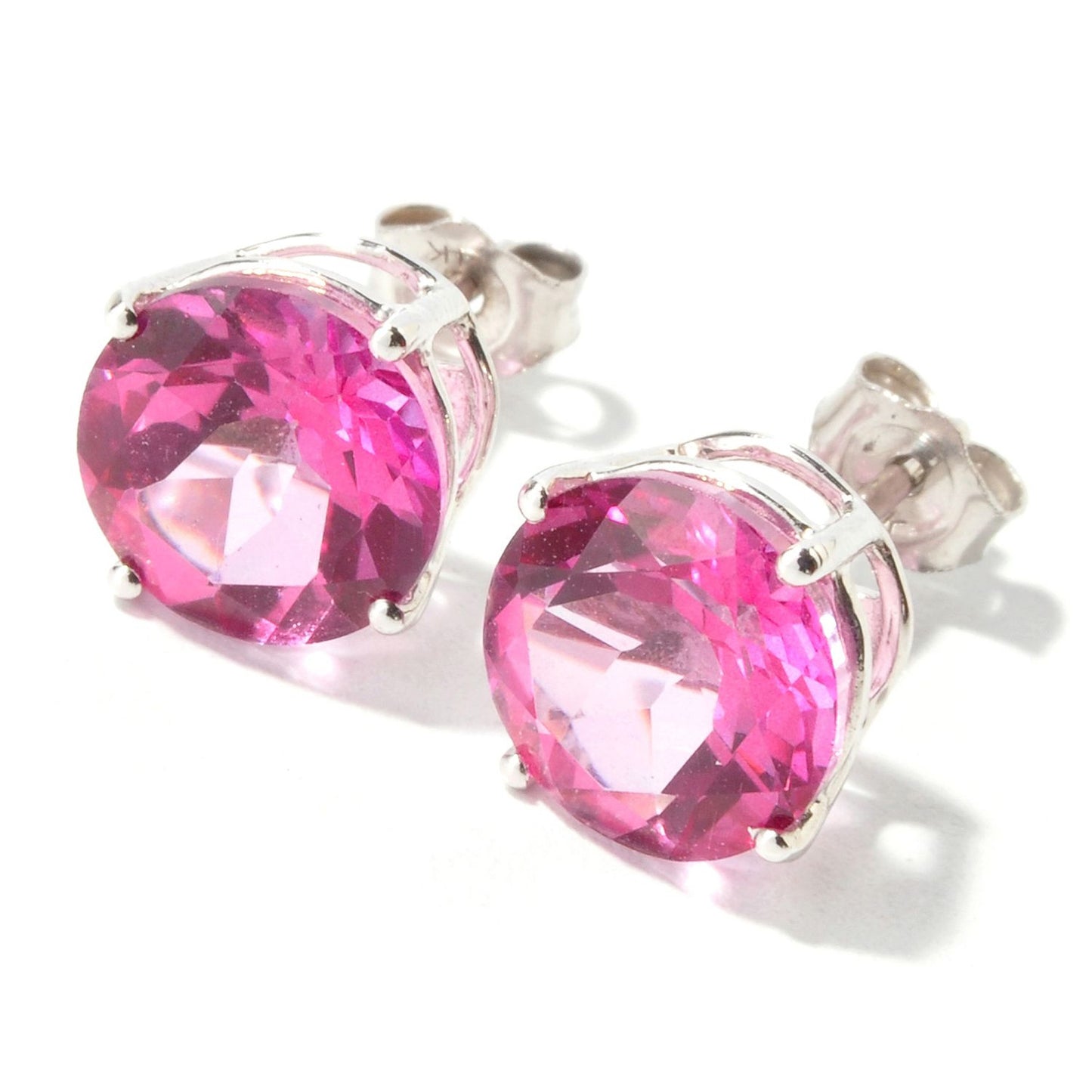 925 Sterling Silver Pink Topaz Studs Earring - Pinctore