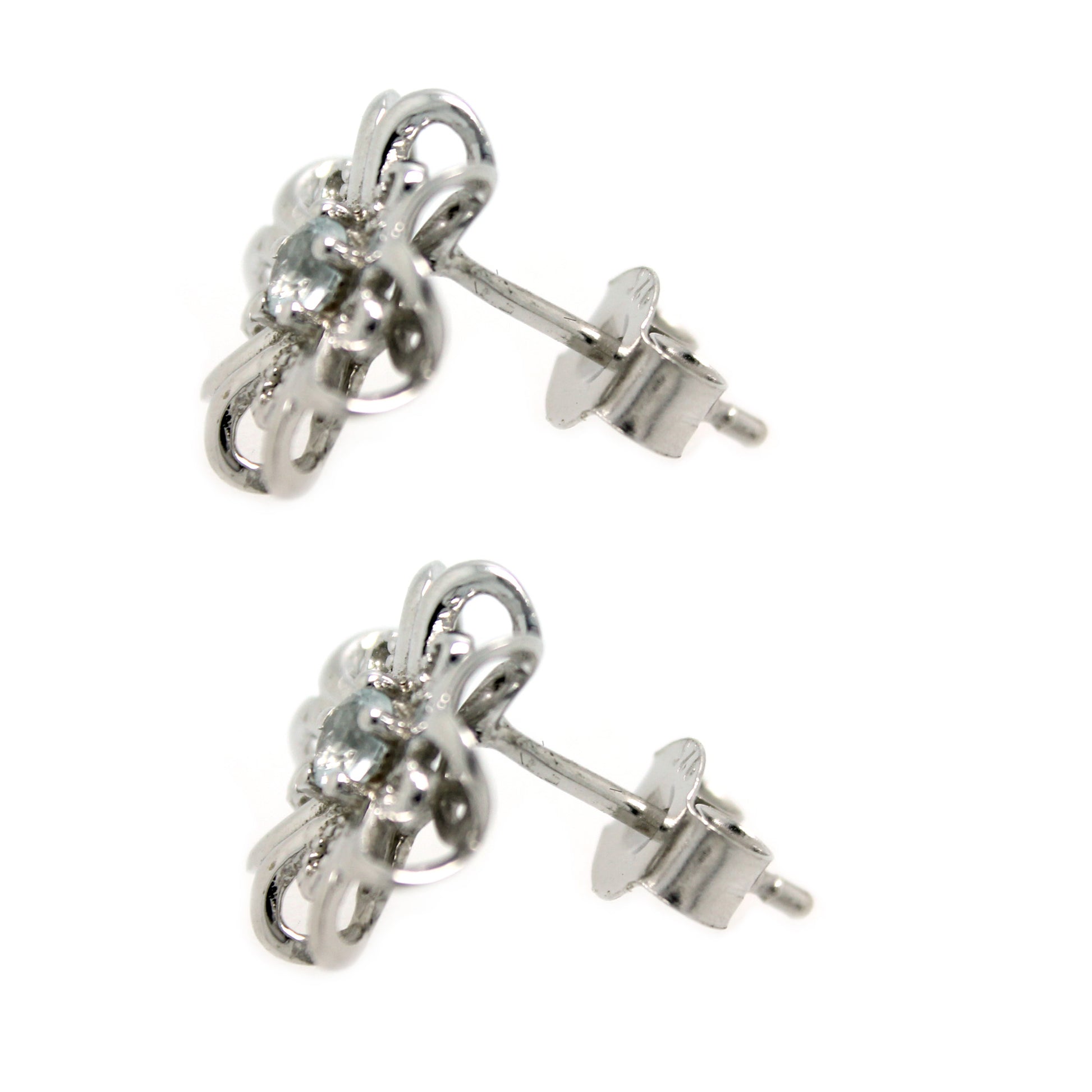 Sterling Silver Aquamarine flower Stud Earring - Pinctore