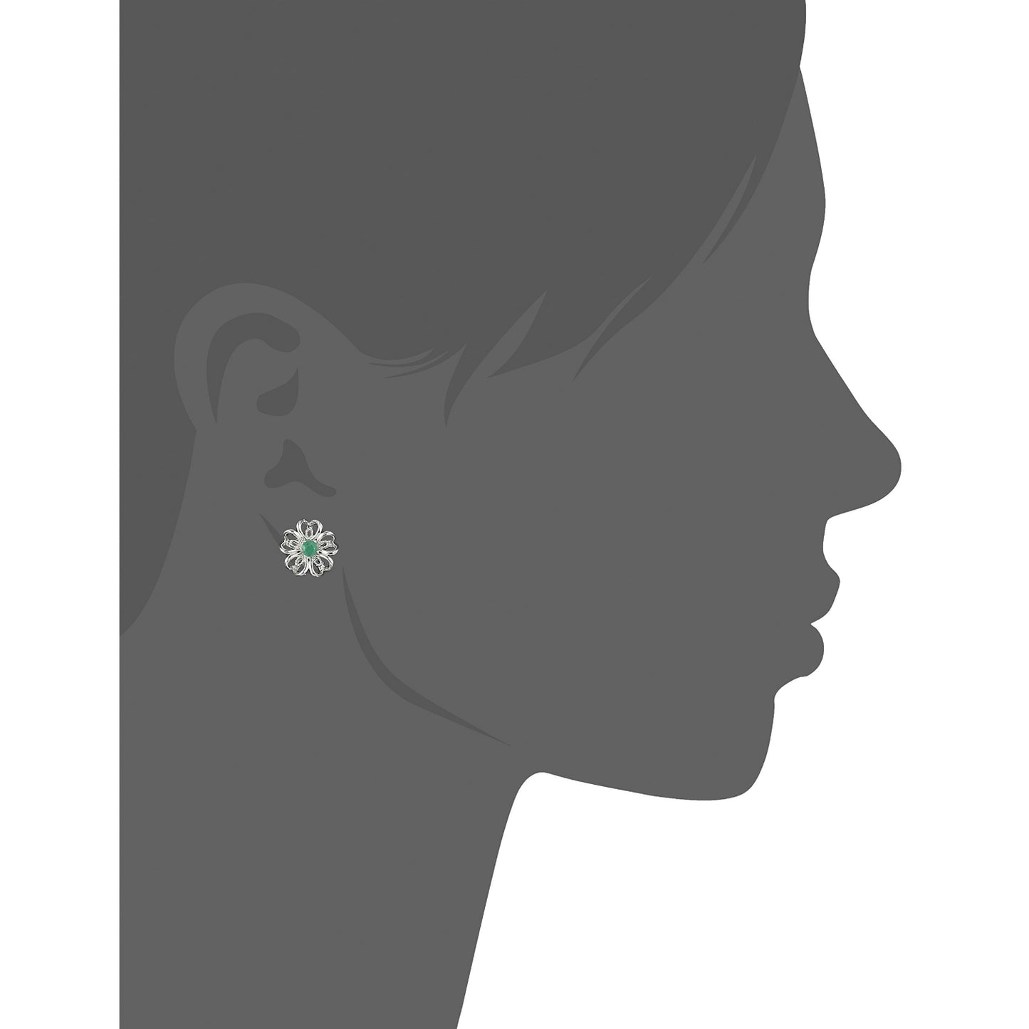 Sterling Silver Genuine Emerald Stud Earrings - pinctore