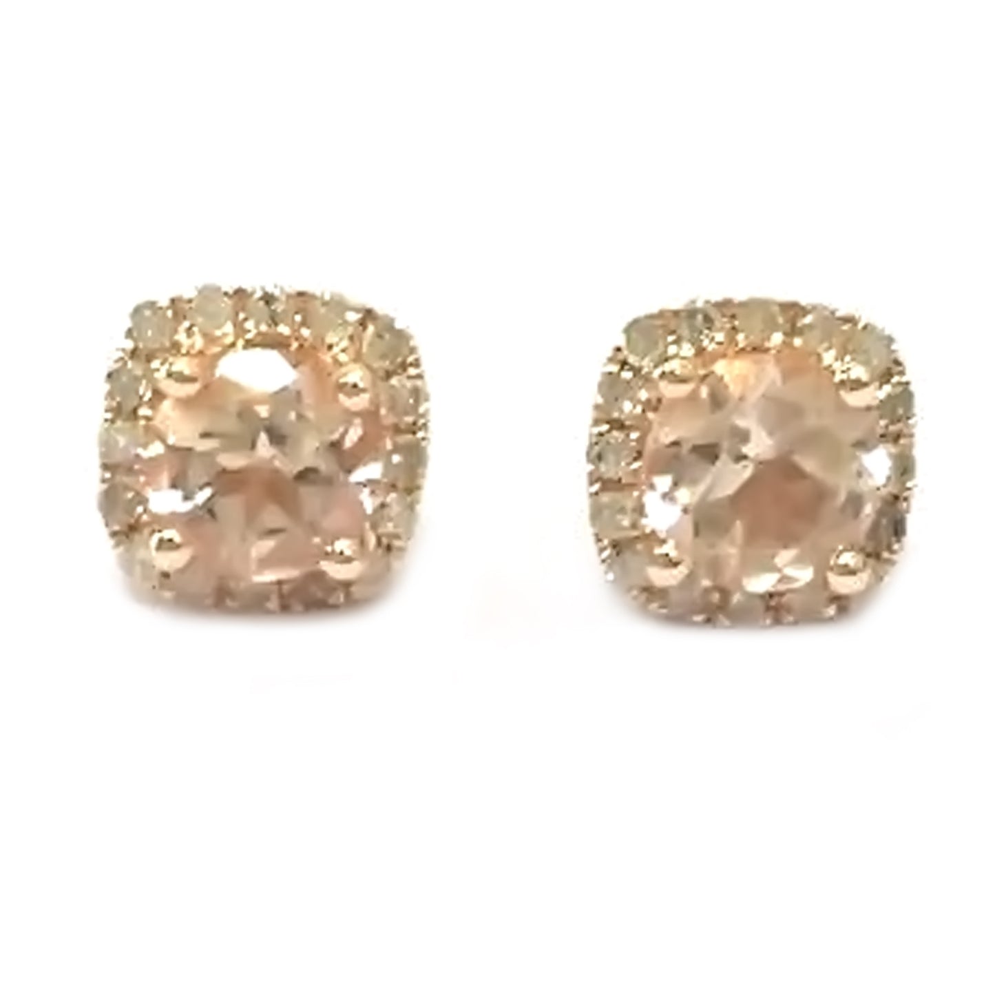 10KT Gold Morganite And Diamond Earring