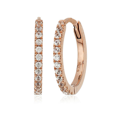 10k Rose Gold White Zircon Small Hoop Earrings - pinctore