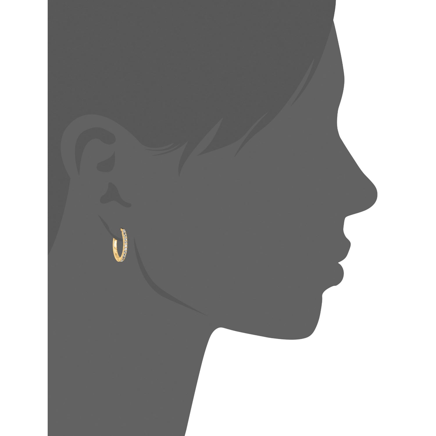 10k Yellow Gold White Zircon Small Hoop Earrings - pinctore