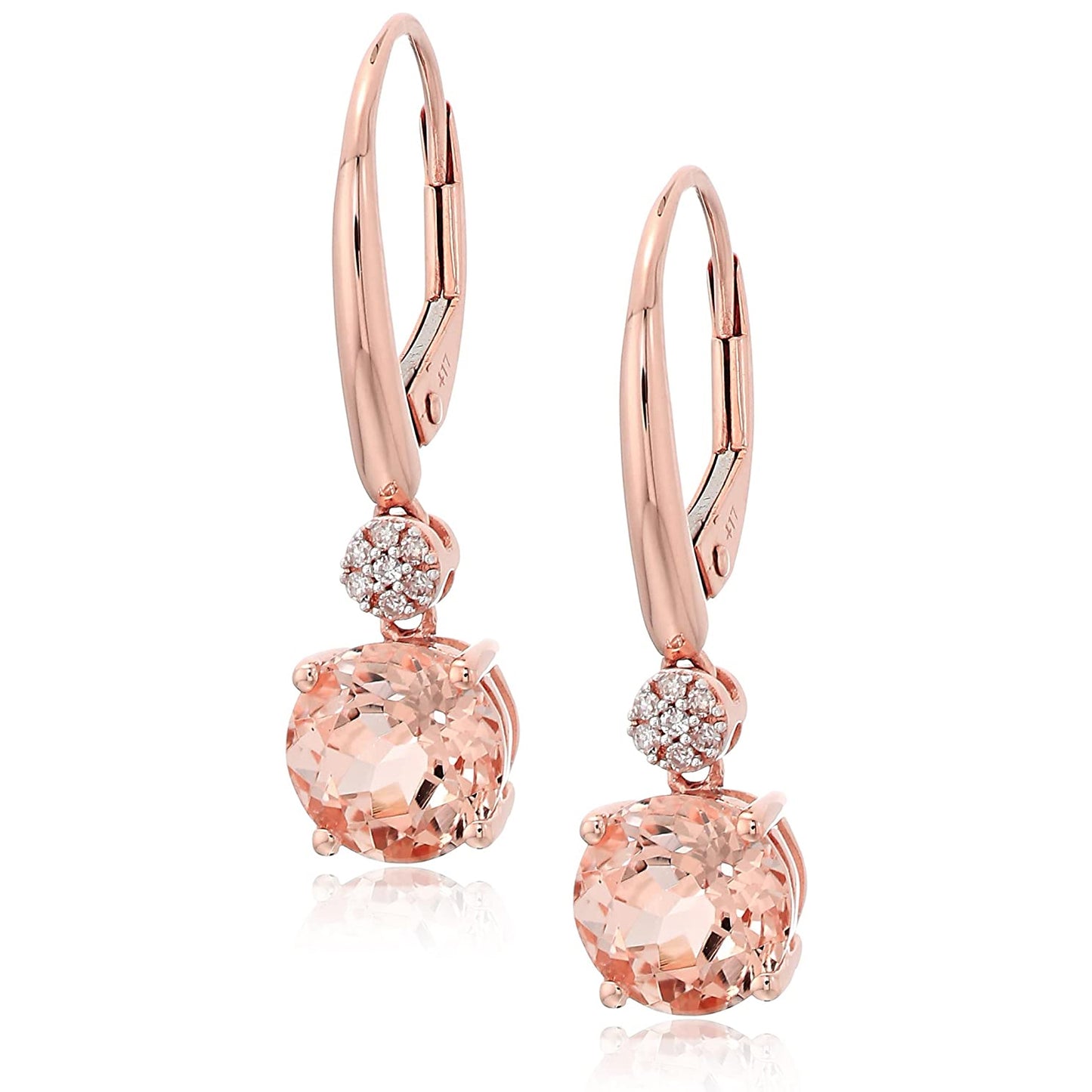 10k Rose Gold Morganite And Diamond Accented Lever Dangle Earrings