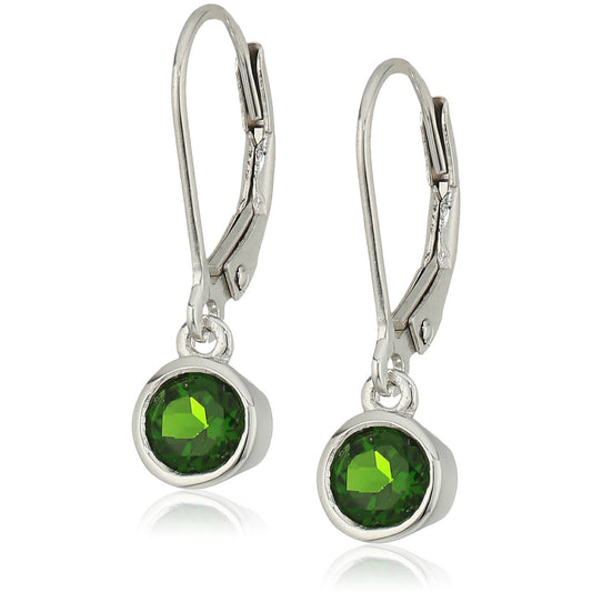 Pinctore Sterling Silver Chrome Diopside Lever Dangle Earrings
