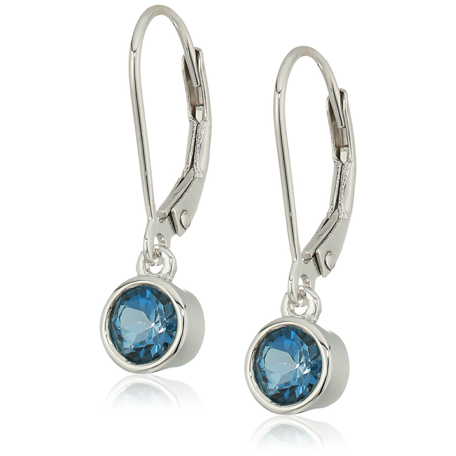 Pinctore Sterling Silver London Blue Topaz Lever Dangle Earrings