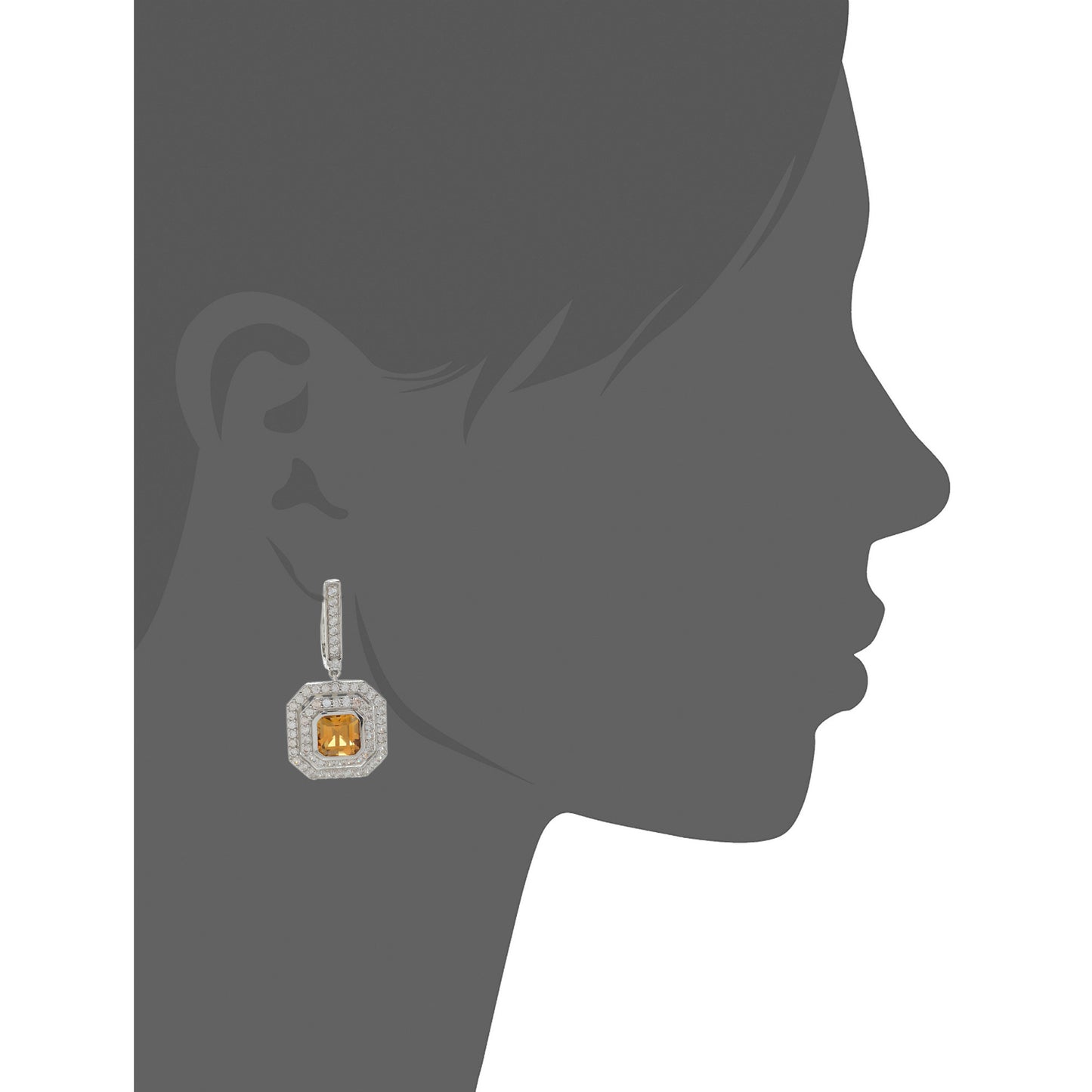 925 Sterling Silver Honey Citrine,  White Natural Zircon Earring - Pinctore