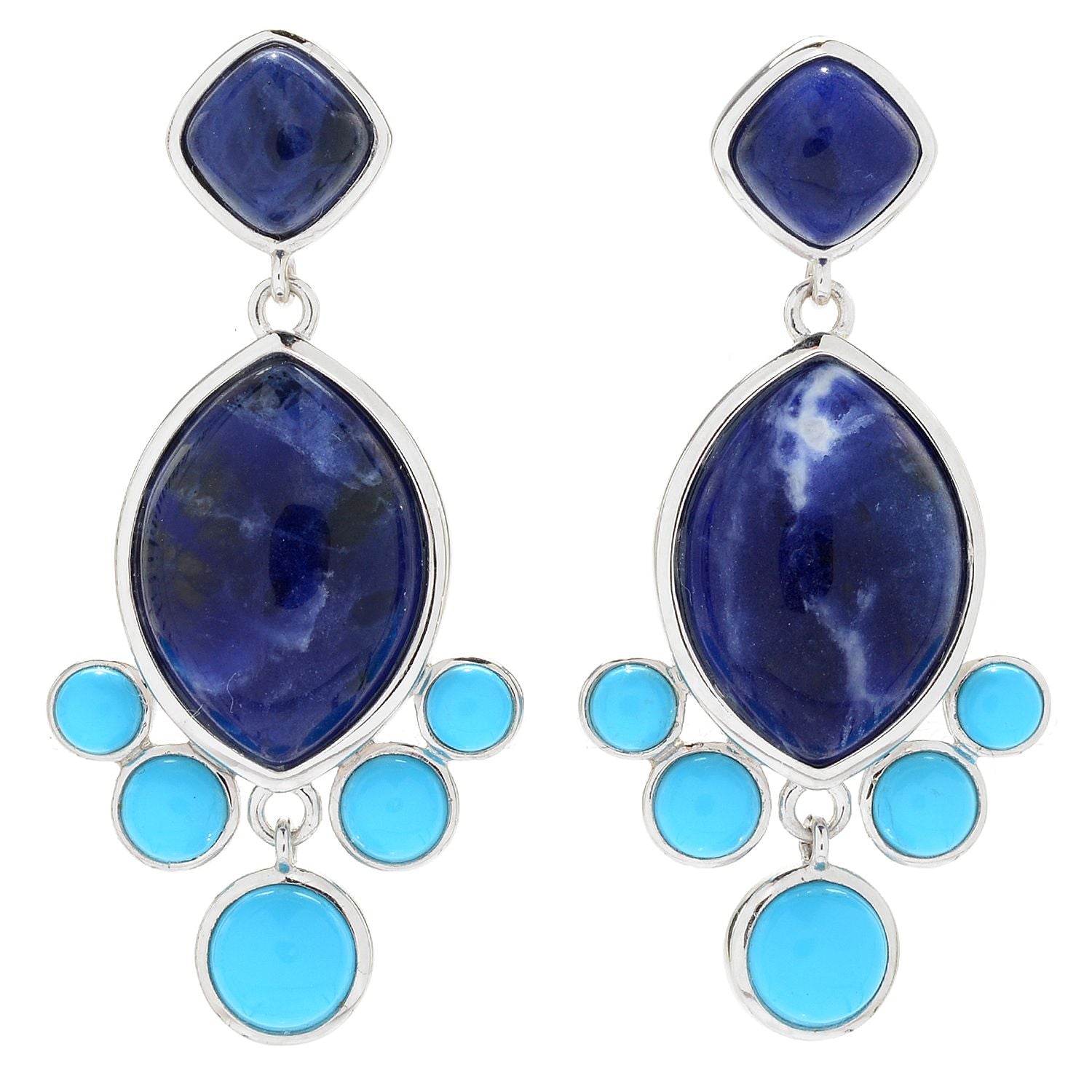 925 Sterling Silver Sodalite,Sonora Beauty Turquoise Earring