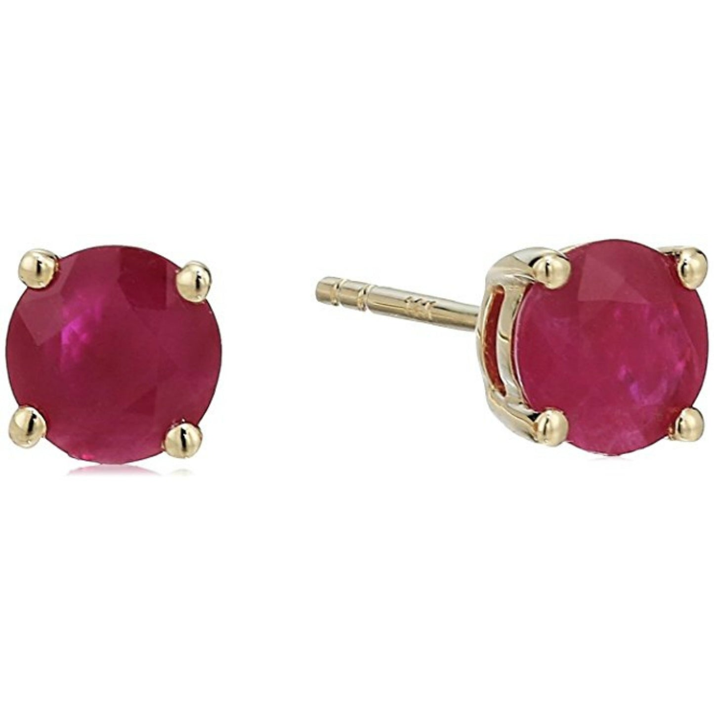 14KT Gold Ruby 5mm Round Earring