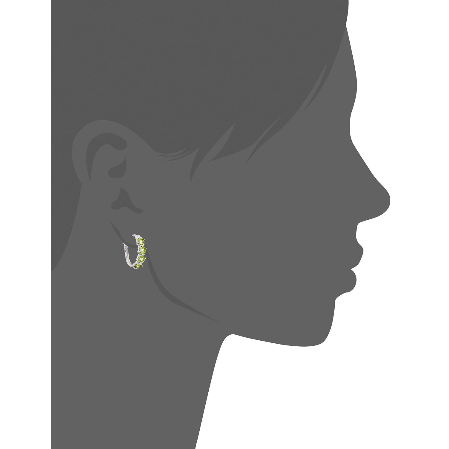Sterling Silver Peridot Hoop Earrings, 1" - pinctore