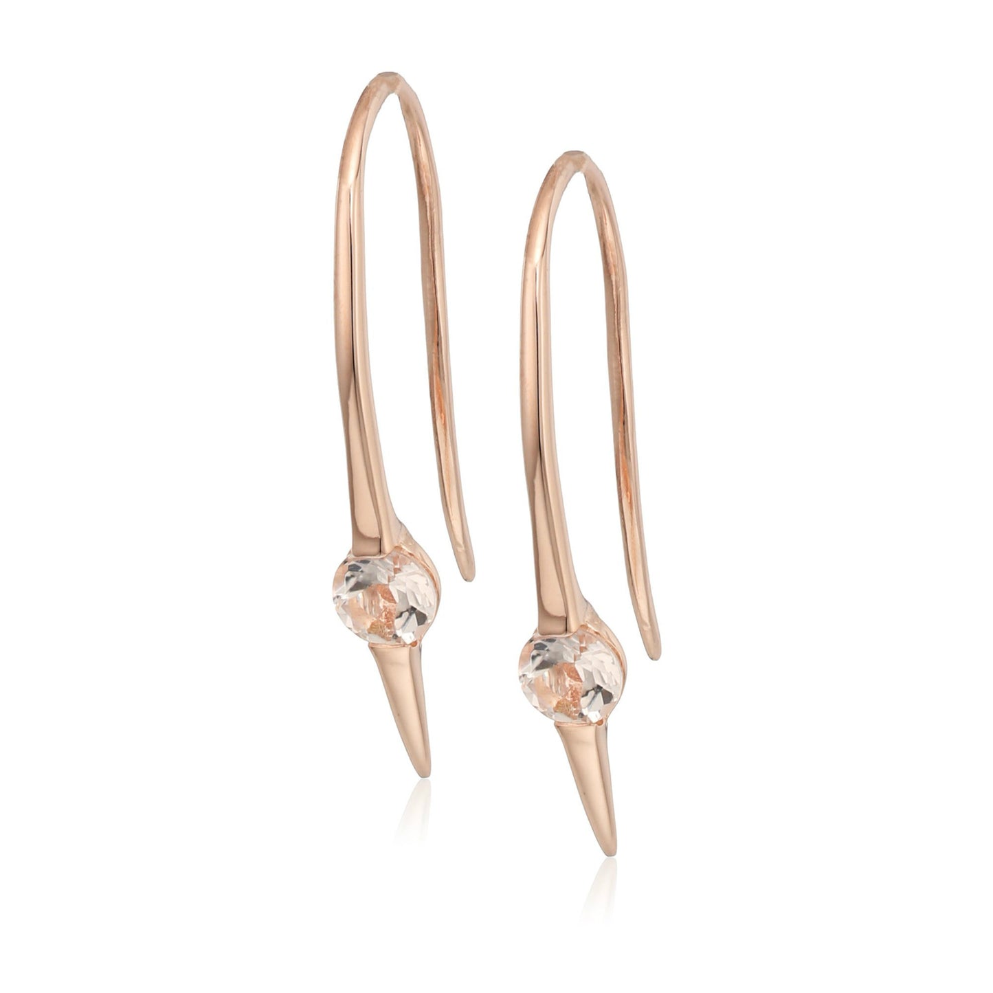 Pinctore Rose Gold-Plated morganite wire drop earrings - pinctore