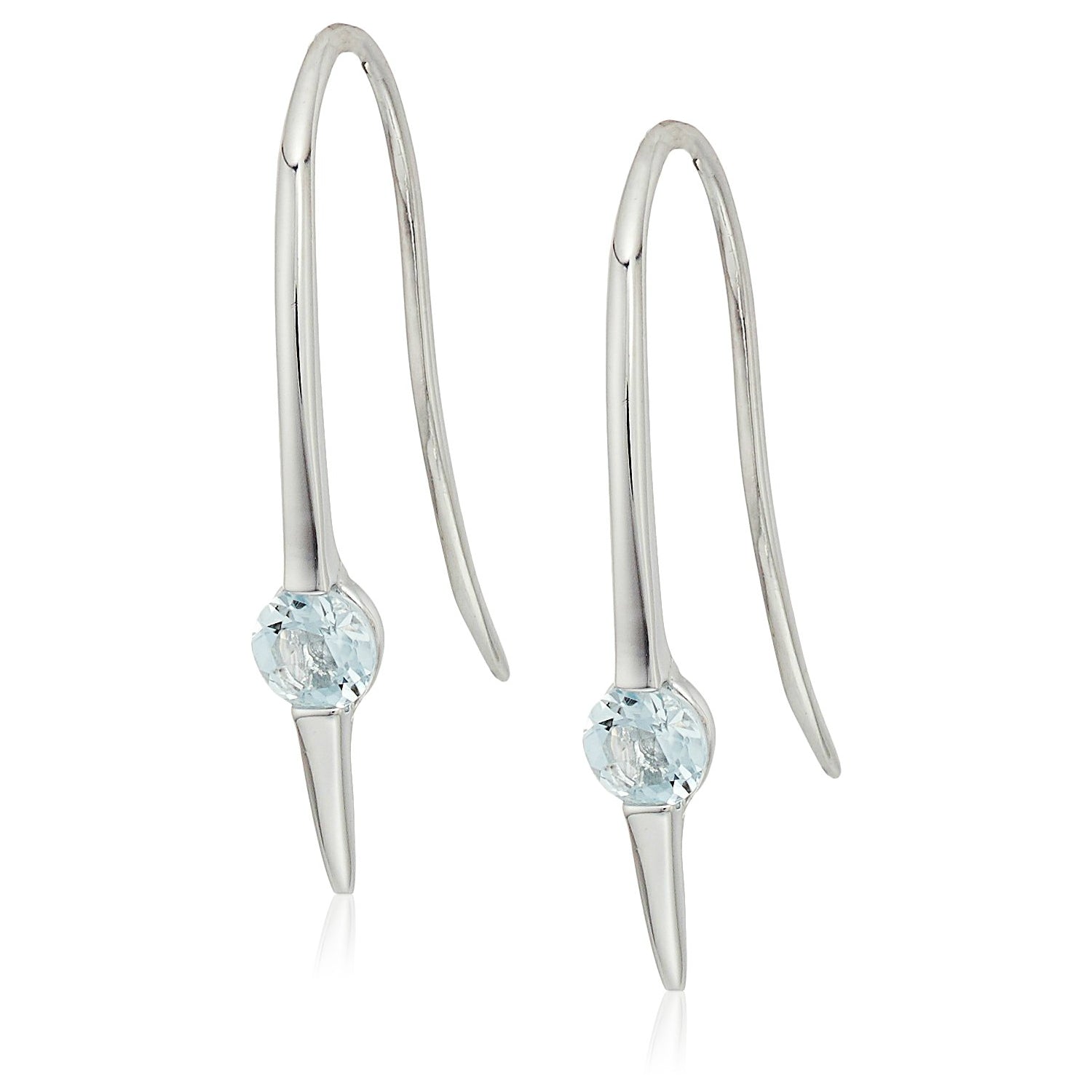Sterling Silver Aquamarine Wire Drop Earrings - pinctore