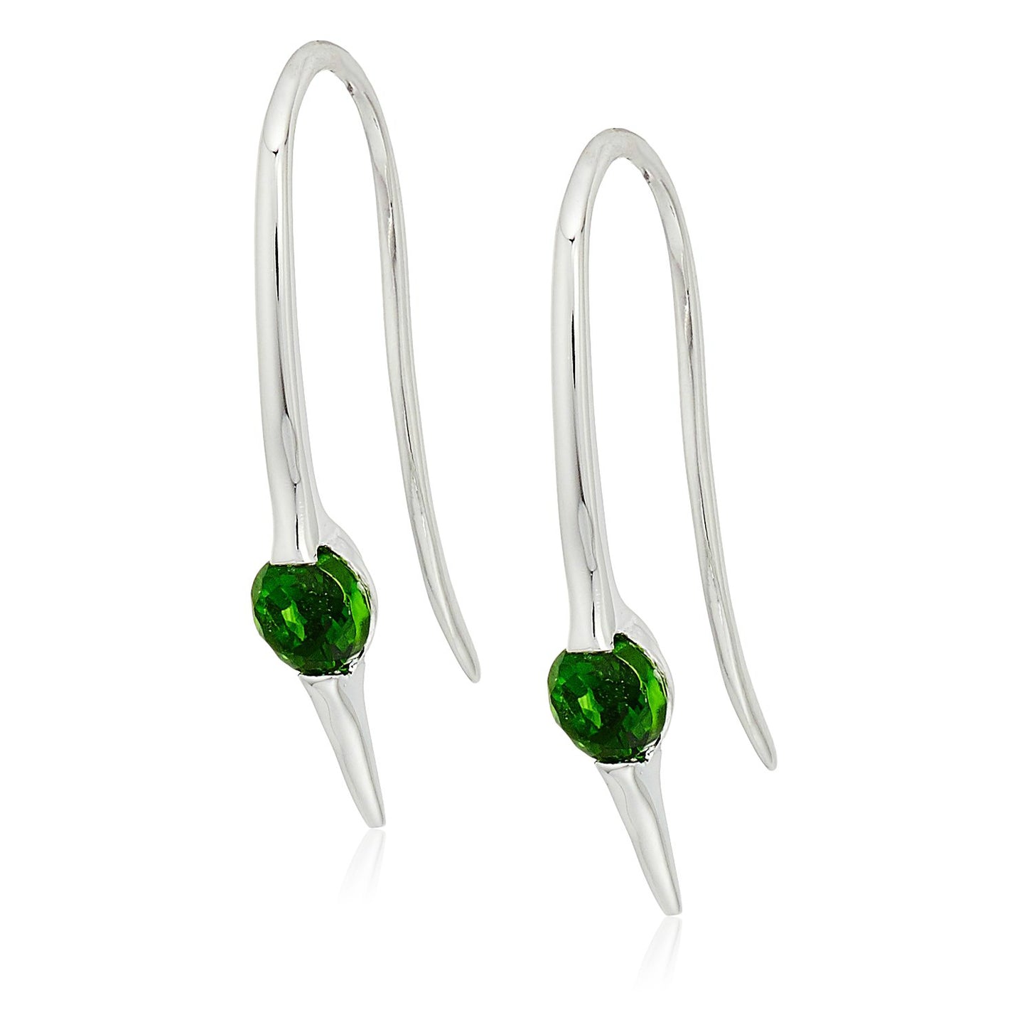 Sterling Silver Chrome Diopside Wire Drop Earrings - pinctore