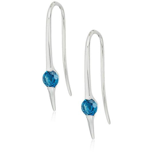 Sterling Silver London Blue Topaz Wire Drop Earrings - pinctore