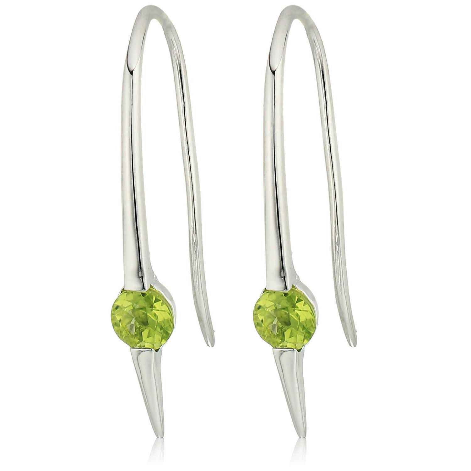 Sterling Silver Peridot Wire Drop Earrings - pinctore