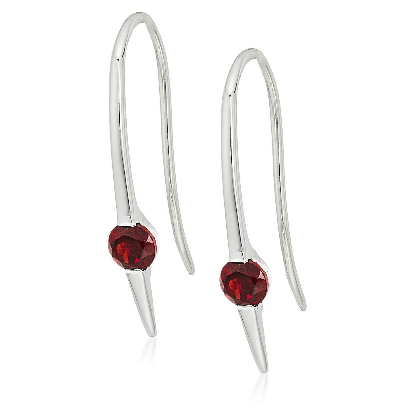Sterling Silver Red garnet Wire Drop Earrings - pinctore