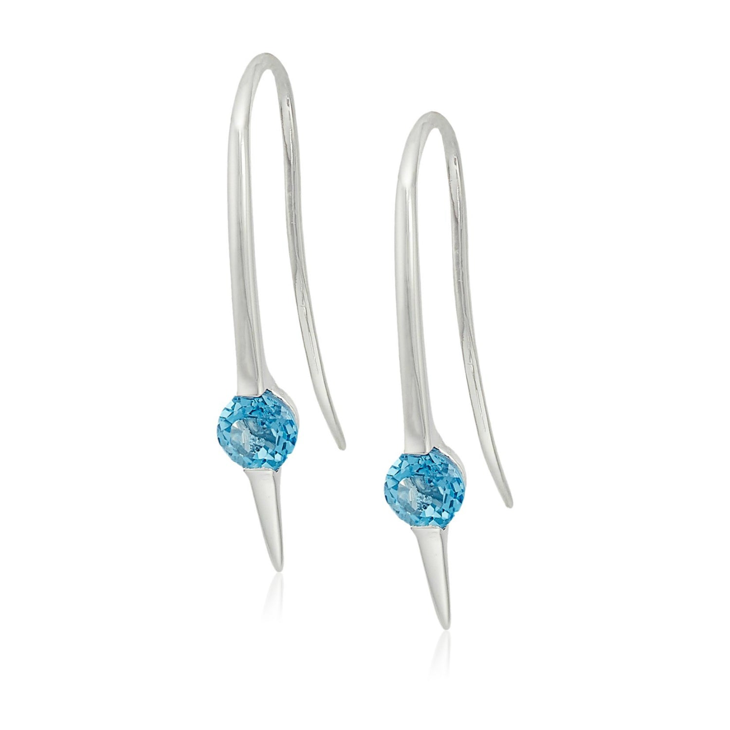 Sterling Silver Swiss blue topaz Wire Drop Earrings - pinctore