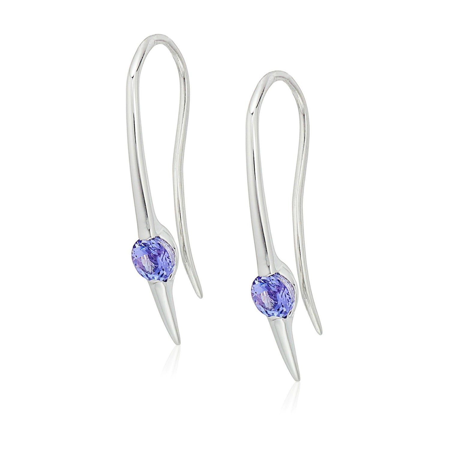 Sterling Silver Tanzanite Wire Drop Earrings - pinctore