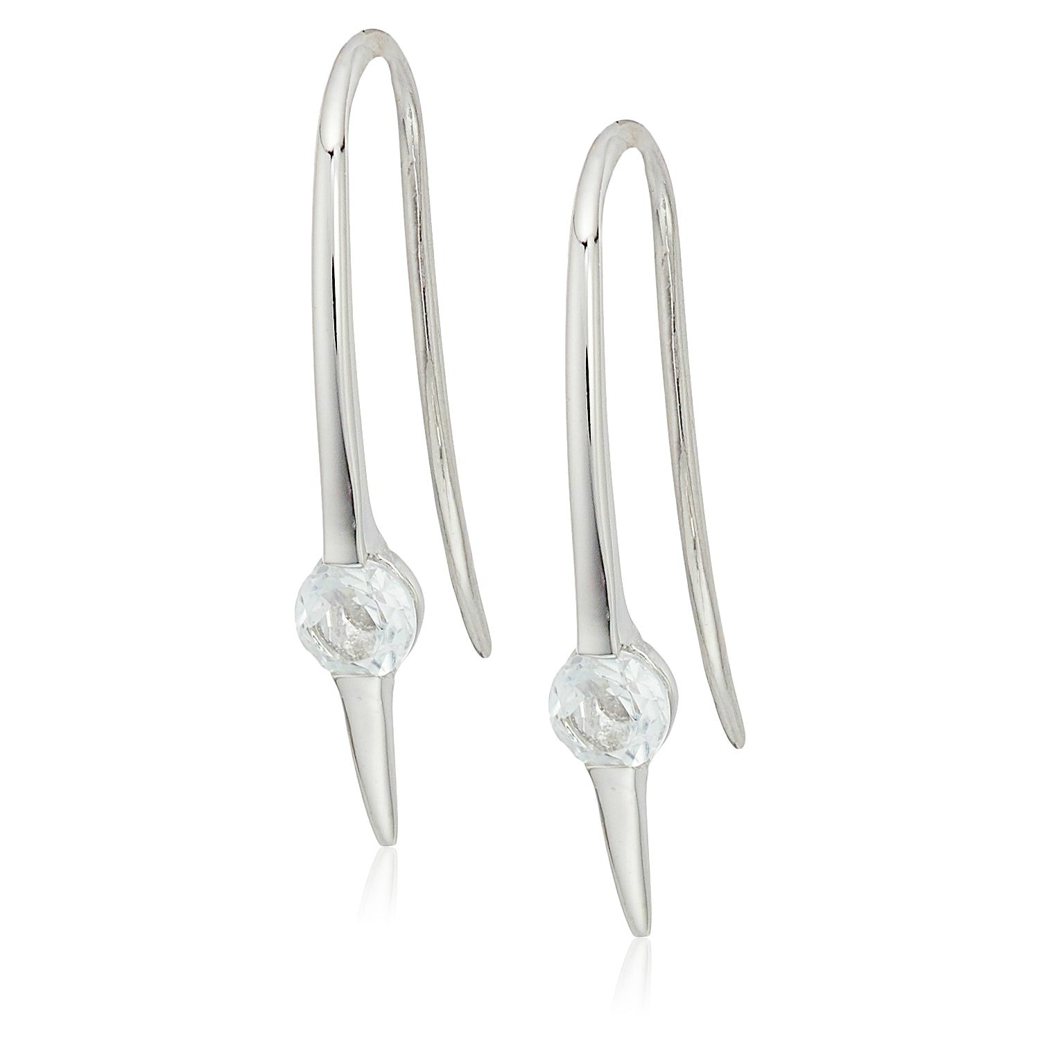 Sterling Silver White Topaz Wire Drop Earrings - pinctore
