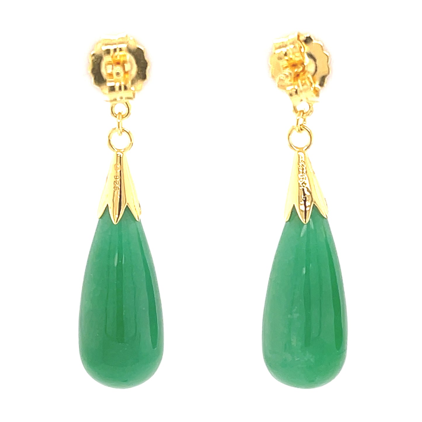 925 Sterling Silver Green Jade Earring - Pinctore