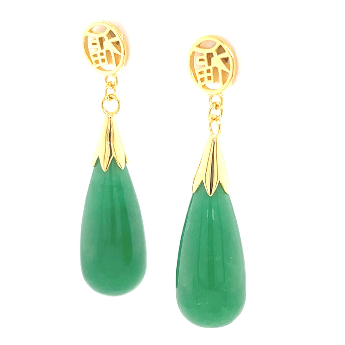 925 Sterling Silver Green Jade Earring - Pinctore