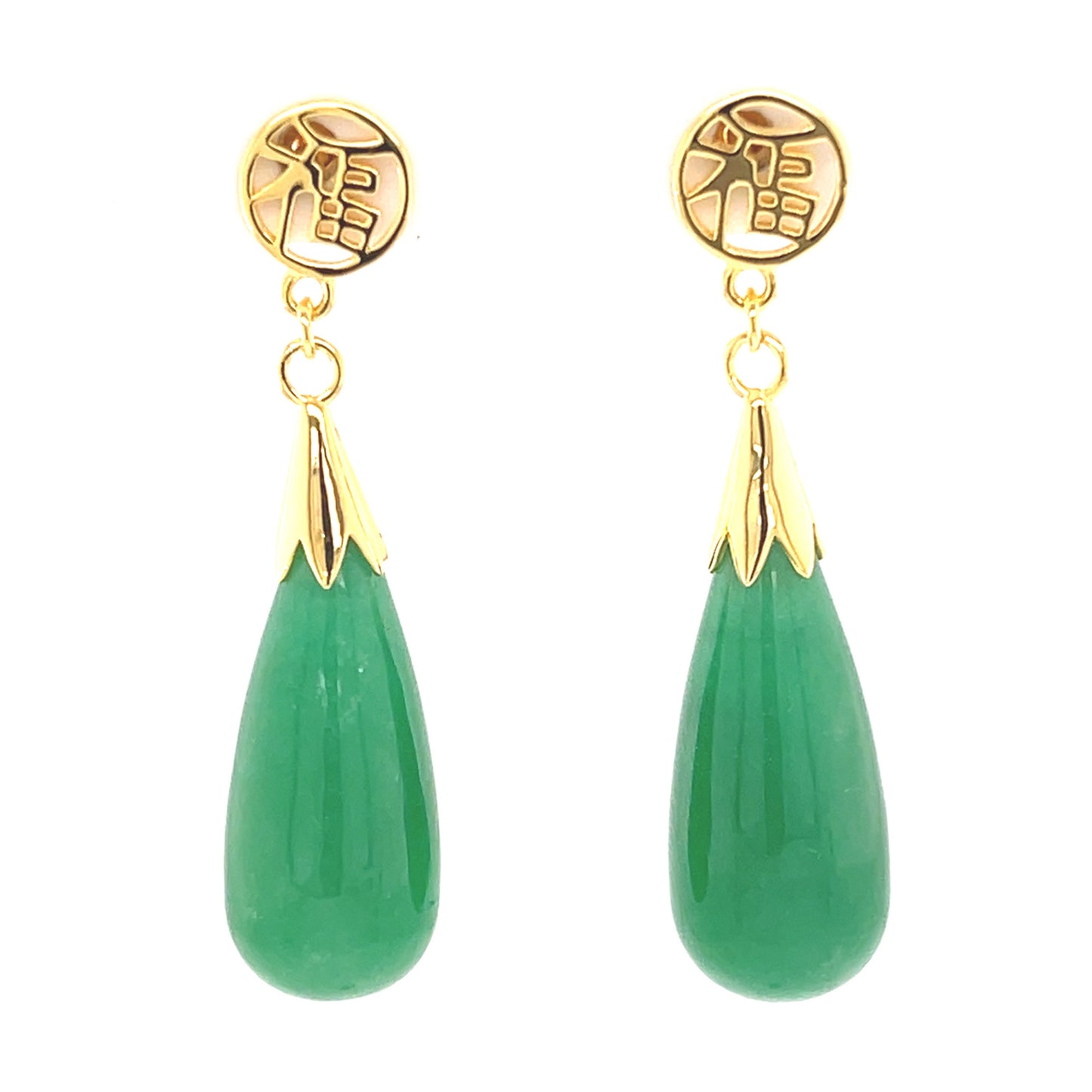 925 Sterling Silver Green Jade Earring - Pinctore