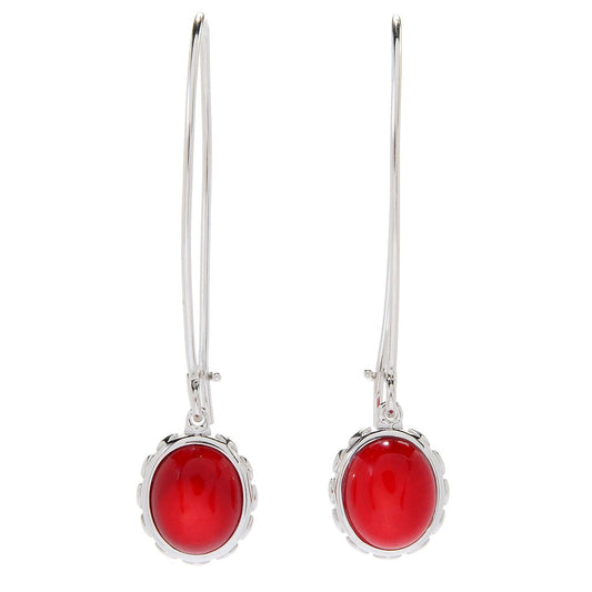 925 Sterling Silver Bamboo Coral Dangle Earring