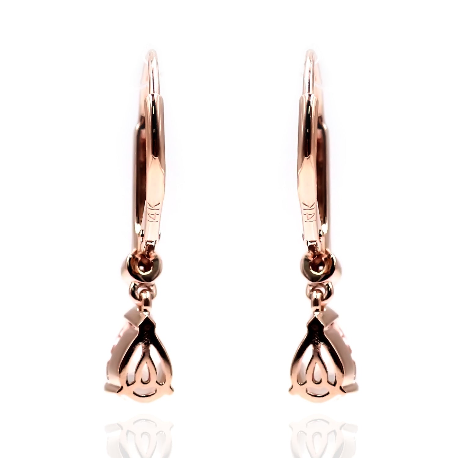 14Kt Gold Morganite,  Diamond Dangle Earring - Pinctore