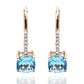 14Kt Yellow Gold Swiss Blue Topaz With With Diamond Dangling Earring - Pinctore