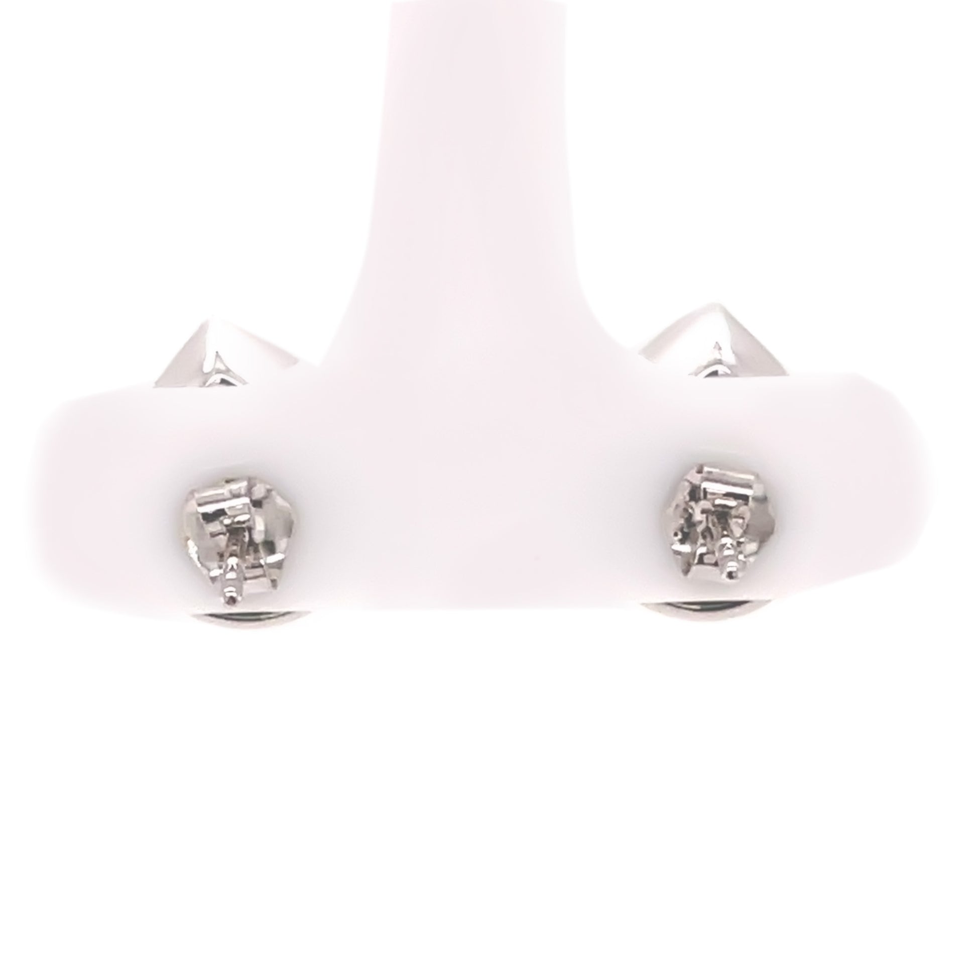14Kt White Gold Peridot With Diamond Stud Earring - Pinctore