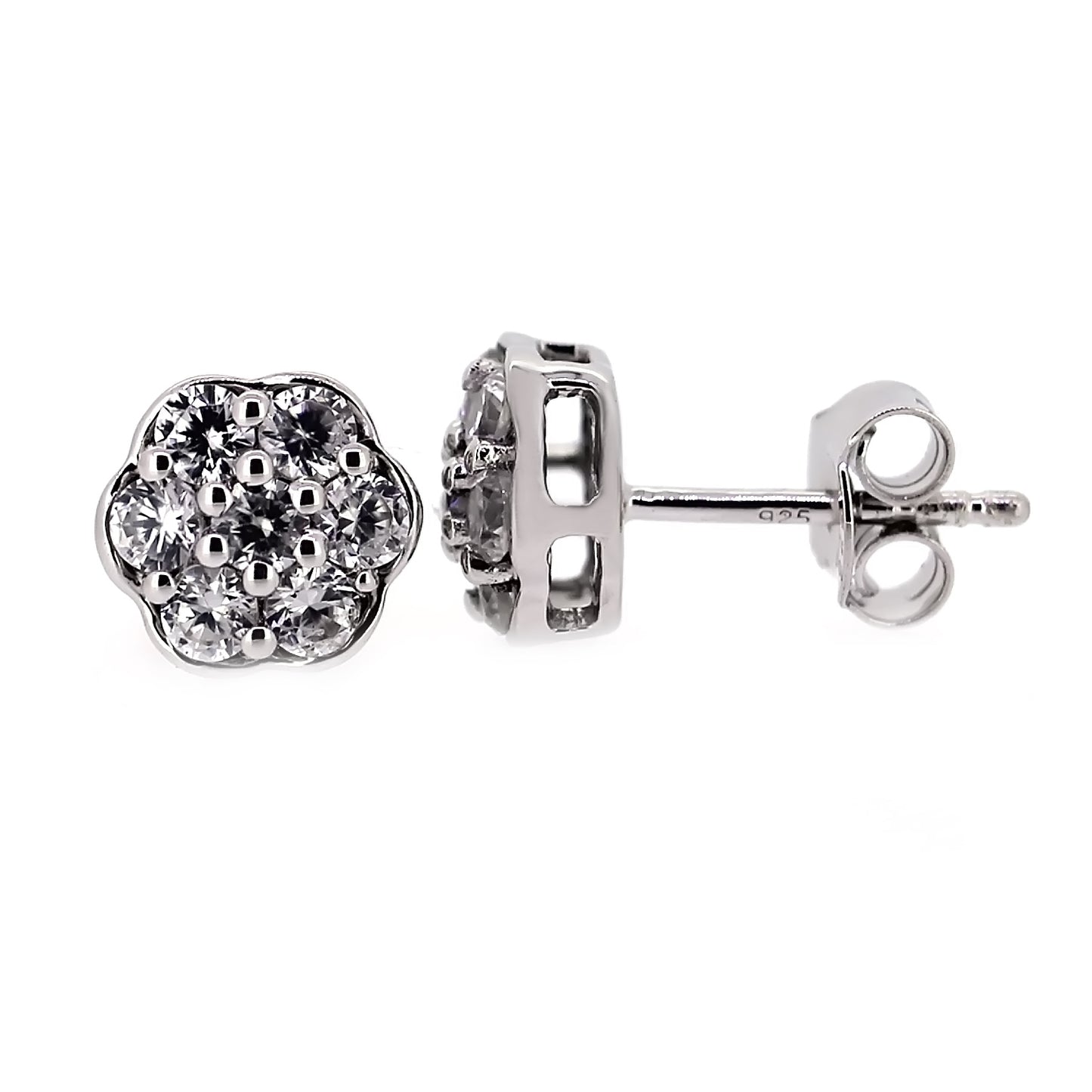 925 Sterling Silver White Natural Zircon Studs Earring - Pinctore
